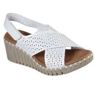 Skechers White Luxe Foam Wedges